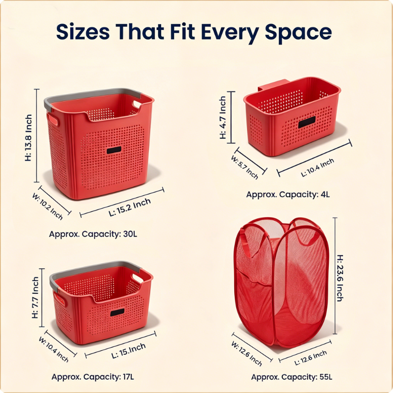 4-Piece Laundry & Storage Basket System
