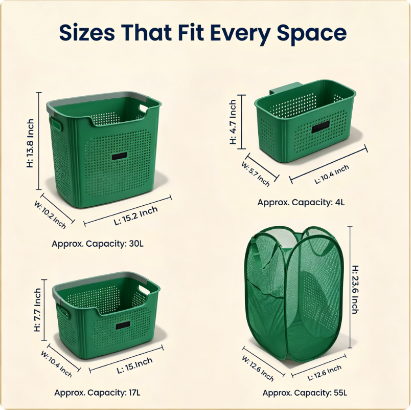 4-Piece Laundry & Storage Basket System