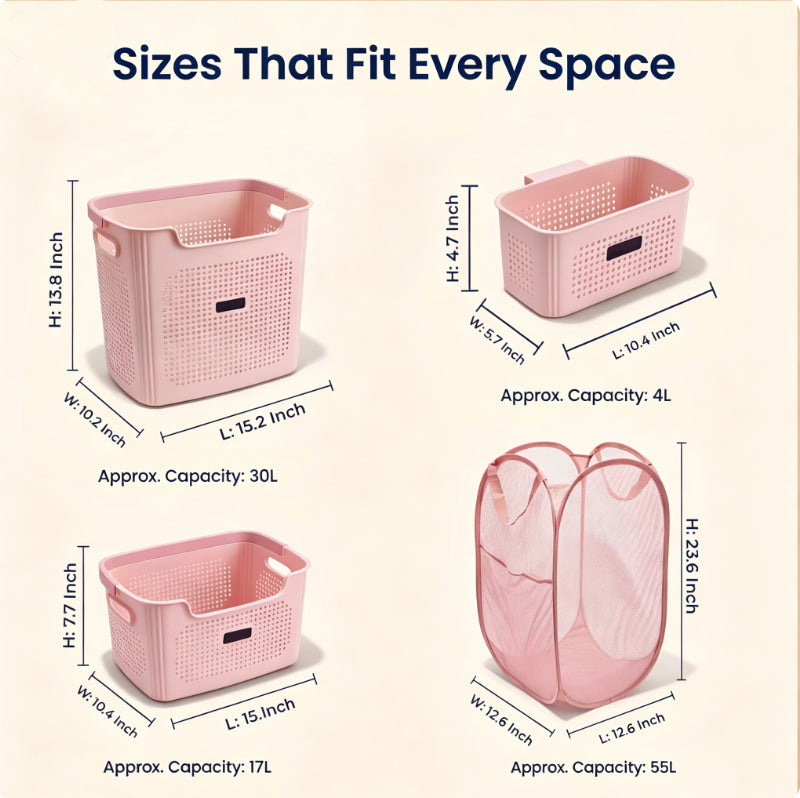 4-Piece Laundry & Storage Basket System