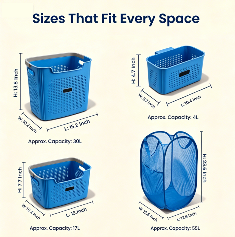 4-Piece Laundry & Storage Basket System