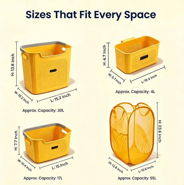 4-Piece Laundry & Storage Basket System