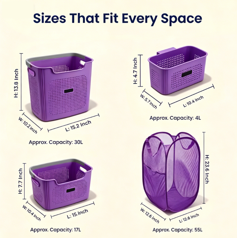 4-Piece Laundry & Storage Basket System