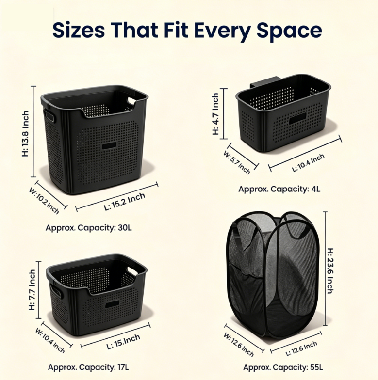 4-Piece Laundry & Storage Basket System