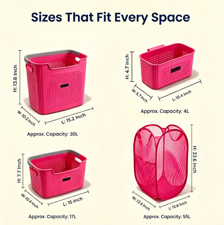 4-Piece Laundry & Storage Basket System