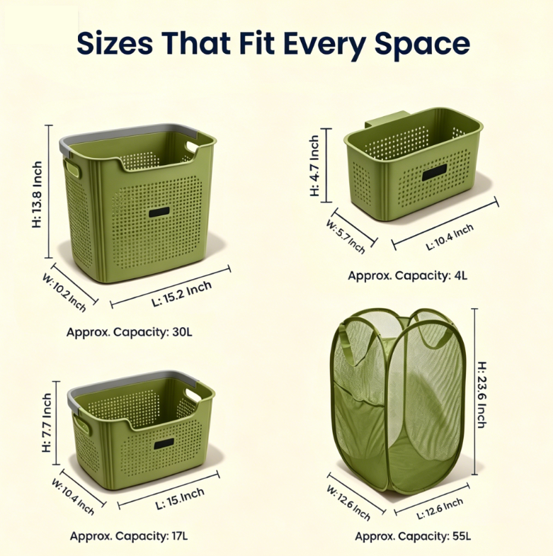 4-Piece Laundry & Storage Basket System
